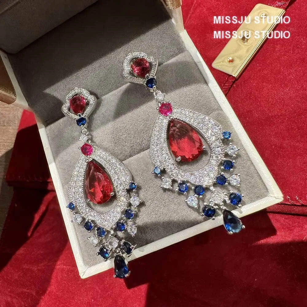 Luxury Teardrop Paved Crystal Dangle Statement Earrings
