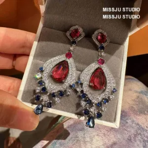 Luxury Teardrop Paved Crystal Dangle Statement Earrings
