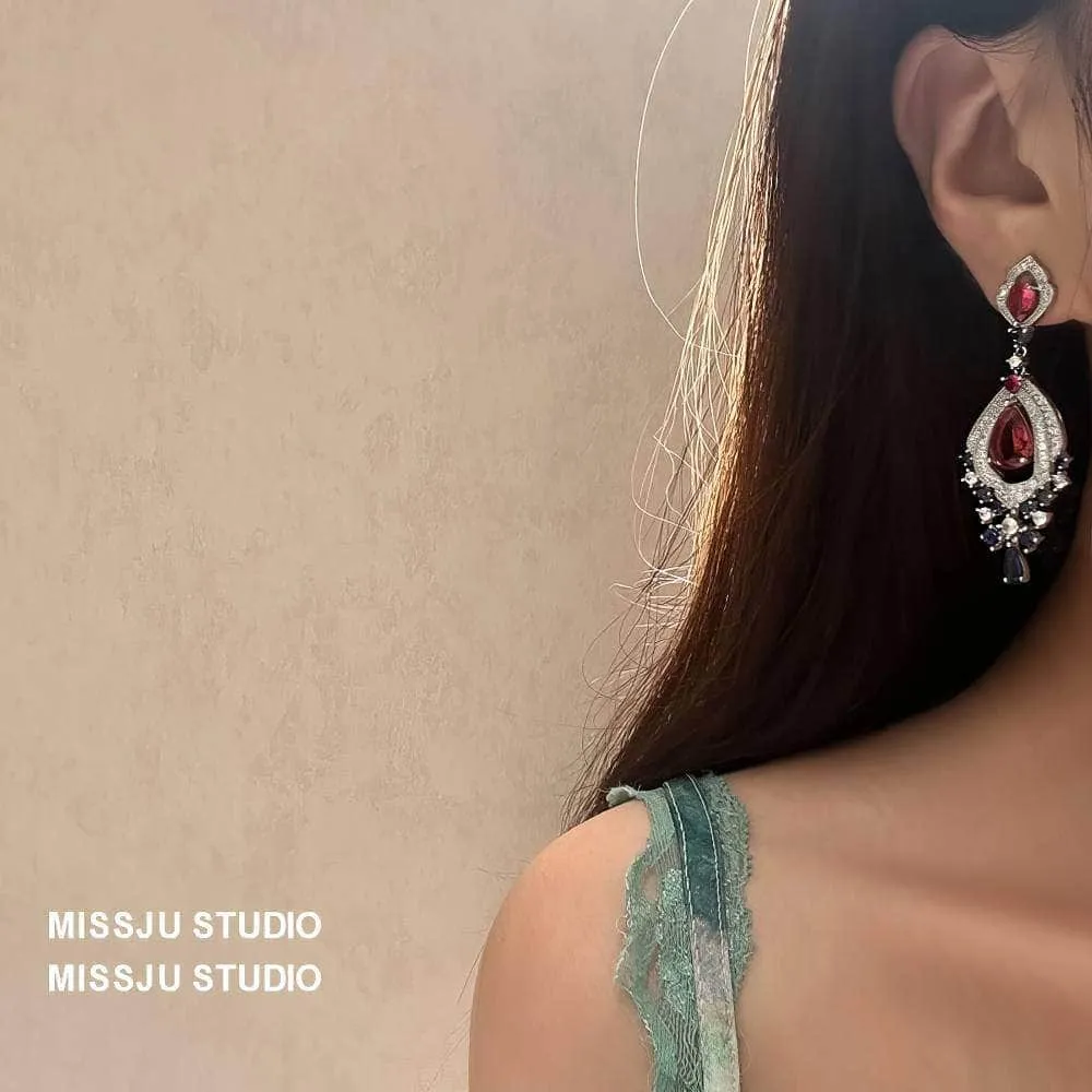 Luxury Teardrop Paved Crystal Dangle Statement Earrings