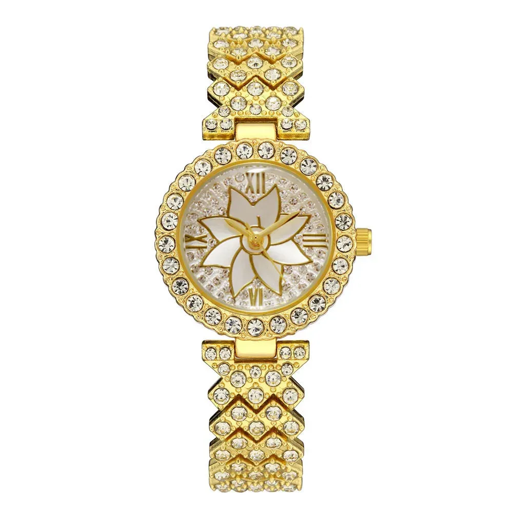 Luxury Women Rose Gold Watch Fashion Ladies Quartz Diamond Wristwatch Elegant Female Bracelet Watches Set for Women Reloj Mujer