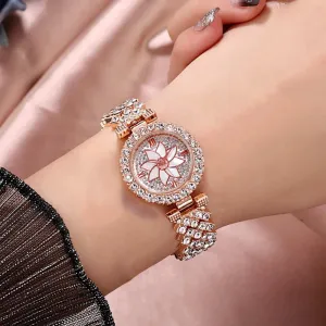 Luxury Women Rose Gold Watch Fashion Ladies Quartz Diamond Wristwatch Elegant Female Bracelet Watches Set for Women Reloj Mujer