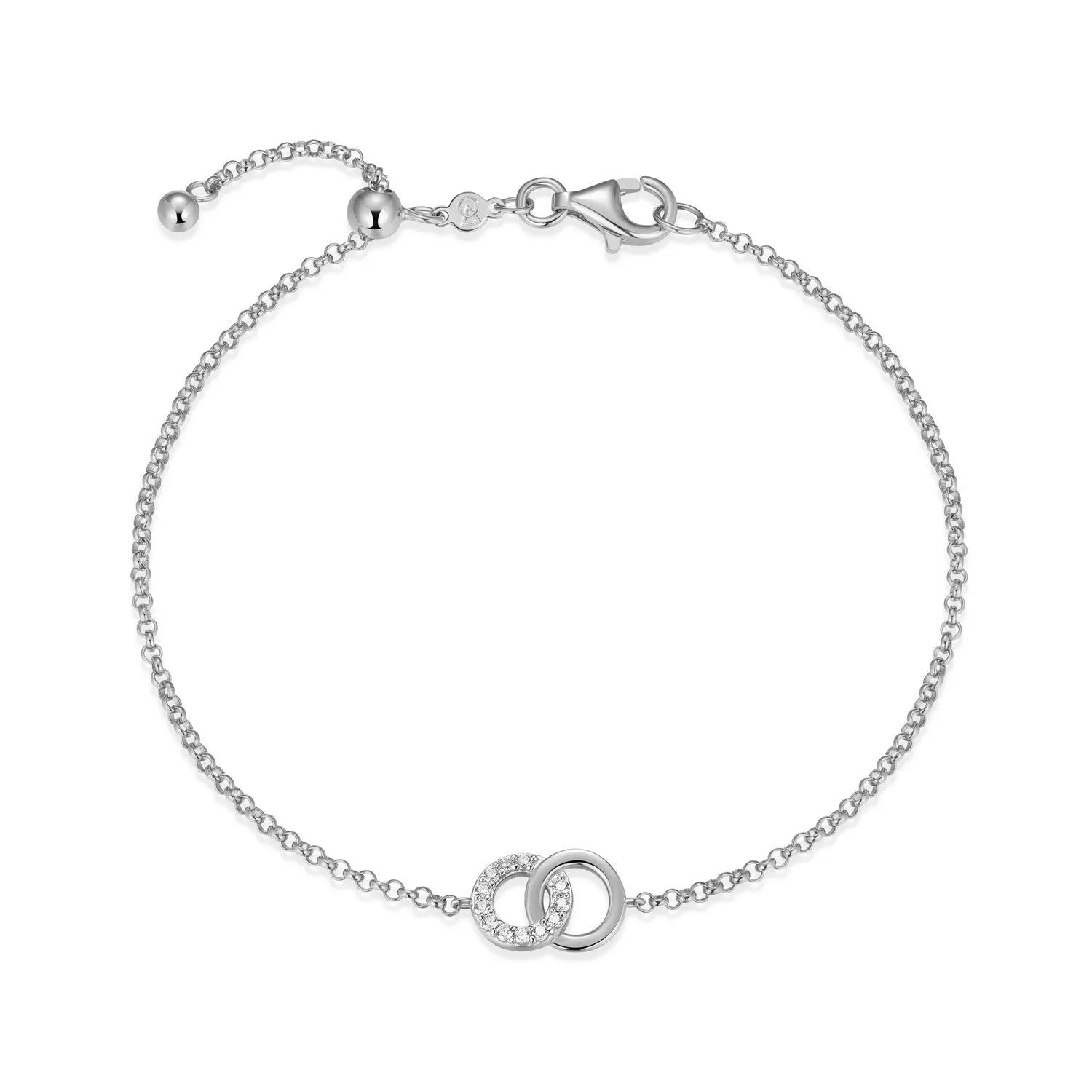 M by Monte Luna LG Diamond Twin Circle Bolo Bracelet in 18K Yellow Gold/Rhodium Plated Sterling Silver Yellow