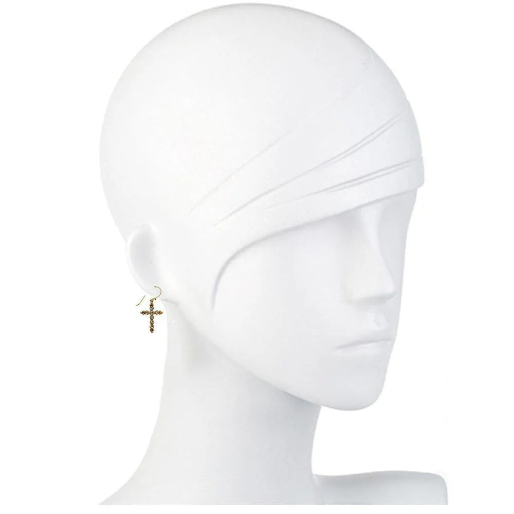 Madonna Cross Hook Earrings