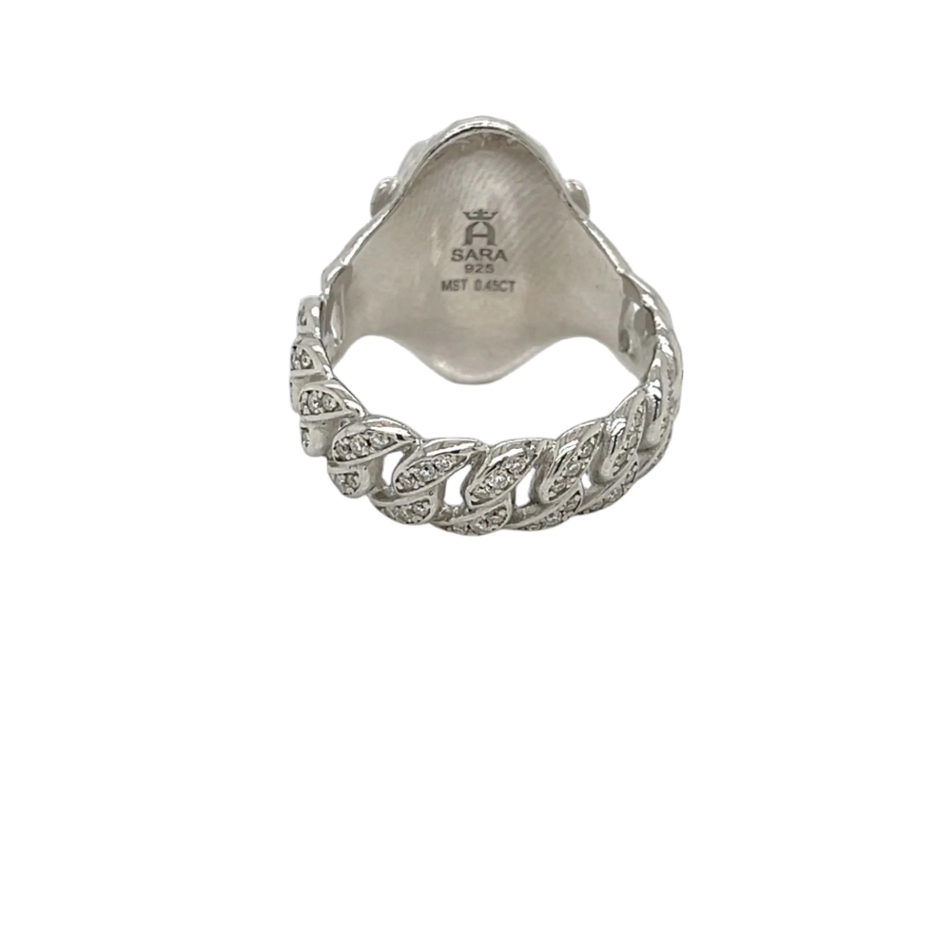 Majestic Silver Gorilla Head Ring with Cubic Zirconia Eyes - C1056219