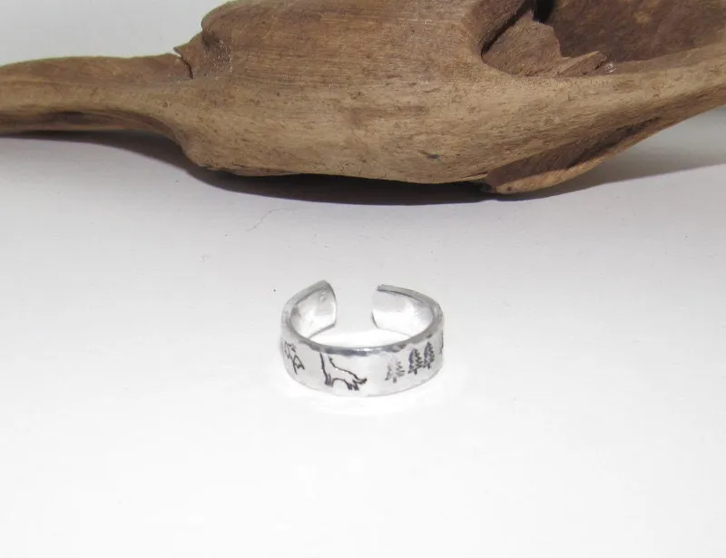 Mama bear ring,  Adjustable stamped ring, bear ring  aluminum ring, inspiration rings, adjustable silver ring, stamped jewelry,