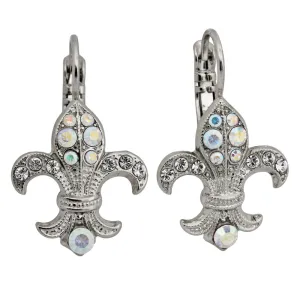 Mariana "On A Clear Day" Rhodium Plated Fleur De Lis Crystal Earrings, 1108/1 0011ABro