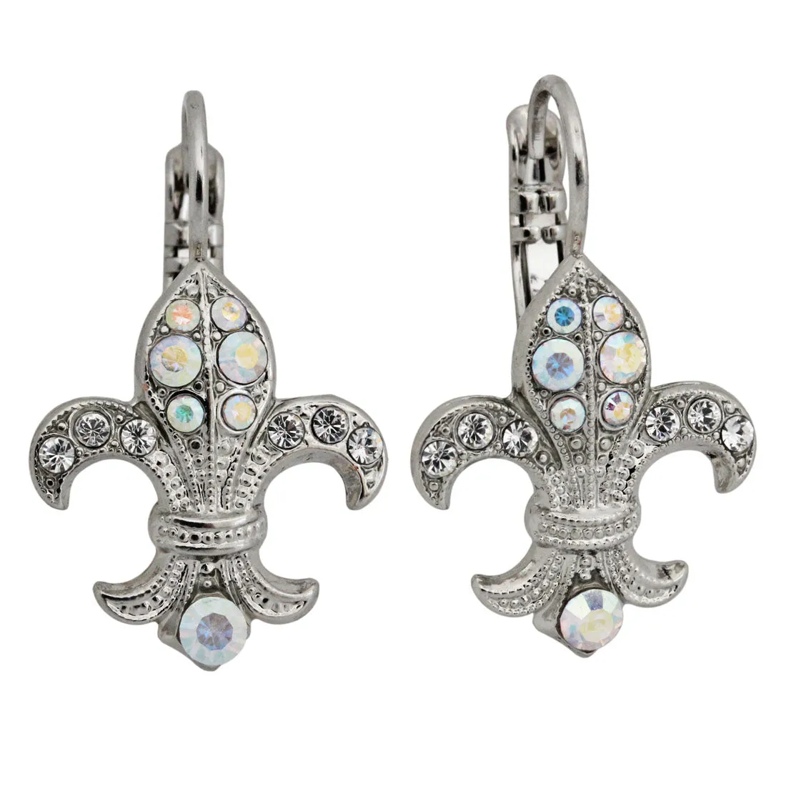 Mariana "On A Clear Day" Rhodium Plated Fleur De Lis Crystal Earrings, 1108/1 0011ABro