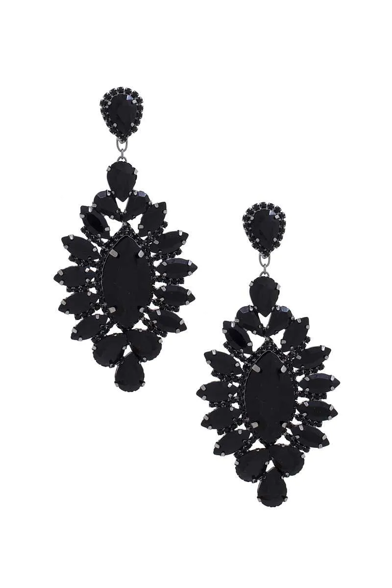 Marquise Rhinestone Dangle Earrings 4.25"
