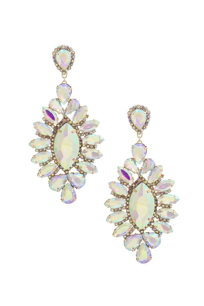 Marquise Rhinestone Dangle Earrings 4.25"