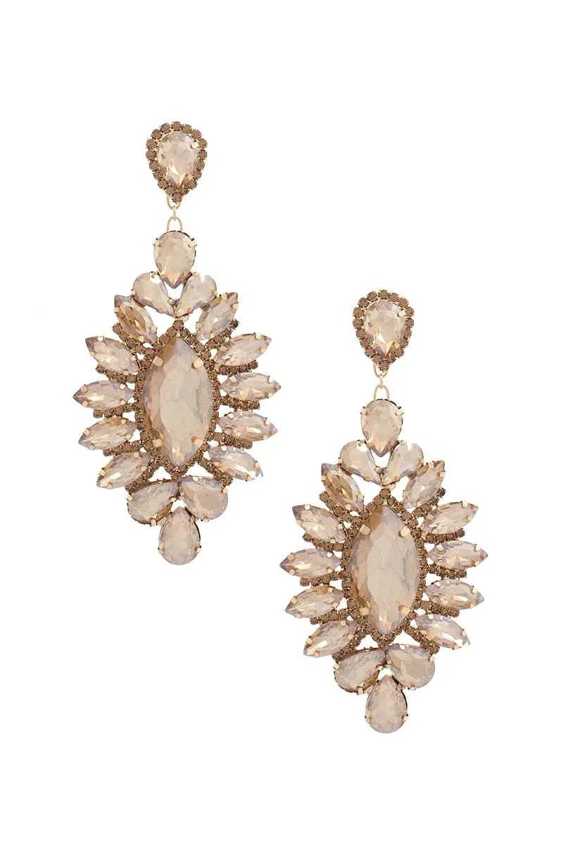 Marquise Rhinestone Dangle Earrings 4.25"