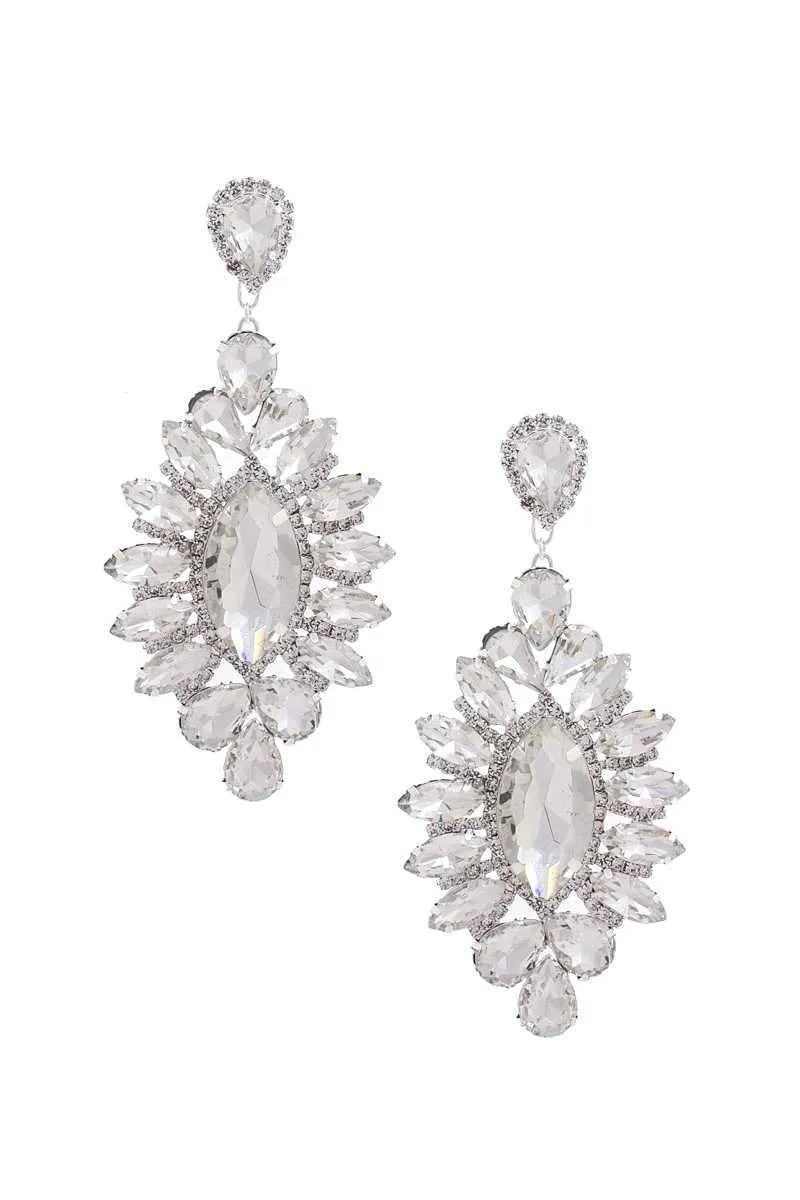 Marquise Rhinestone Dangle Earrings 4.25"