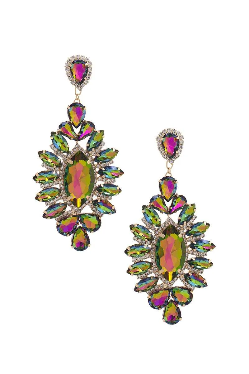 Marquise Rhinestone Dangle Earrings 4.25"