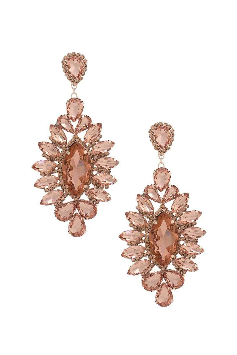 Marquise Rhinestone Dangle Earrings 4.25"