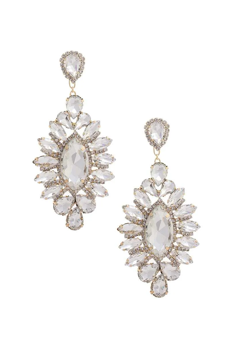 Marquise Rhinestone Dangle Earrings 4.25"