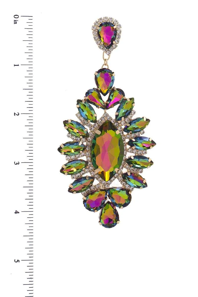 Marquise Rhinestone Dangle Earrings 4.25"