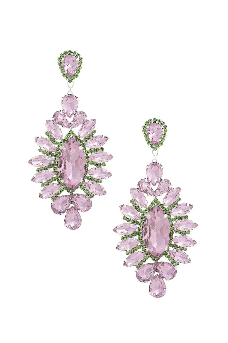 Marquise Rhinestone Dangle Earrings 4.25"