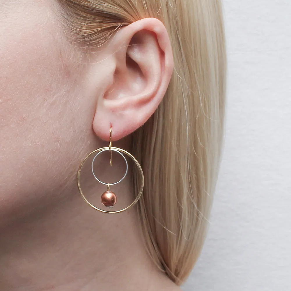 Medium Double Wire Rings with Bead Earring