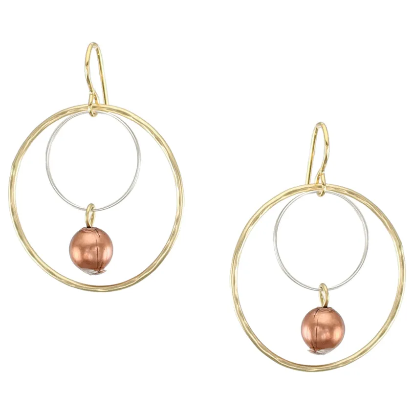 Medium Double Wire Rings with Bead Earring