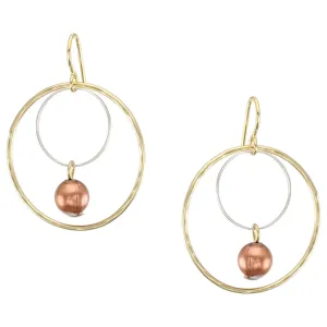 Medium Double Wire Rings with Bead Earring