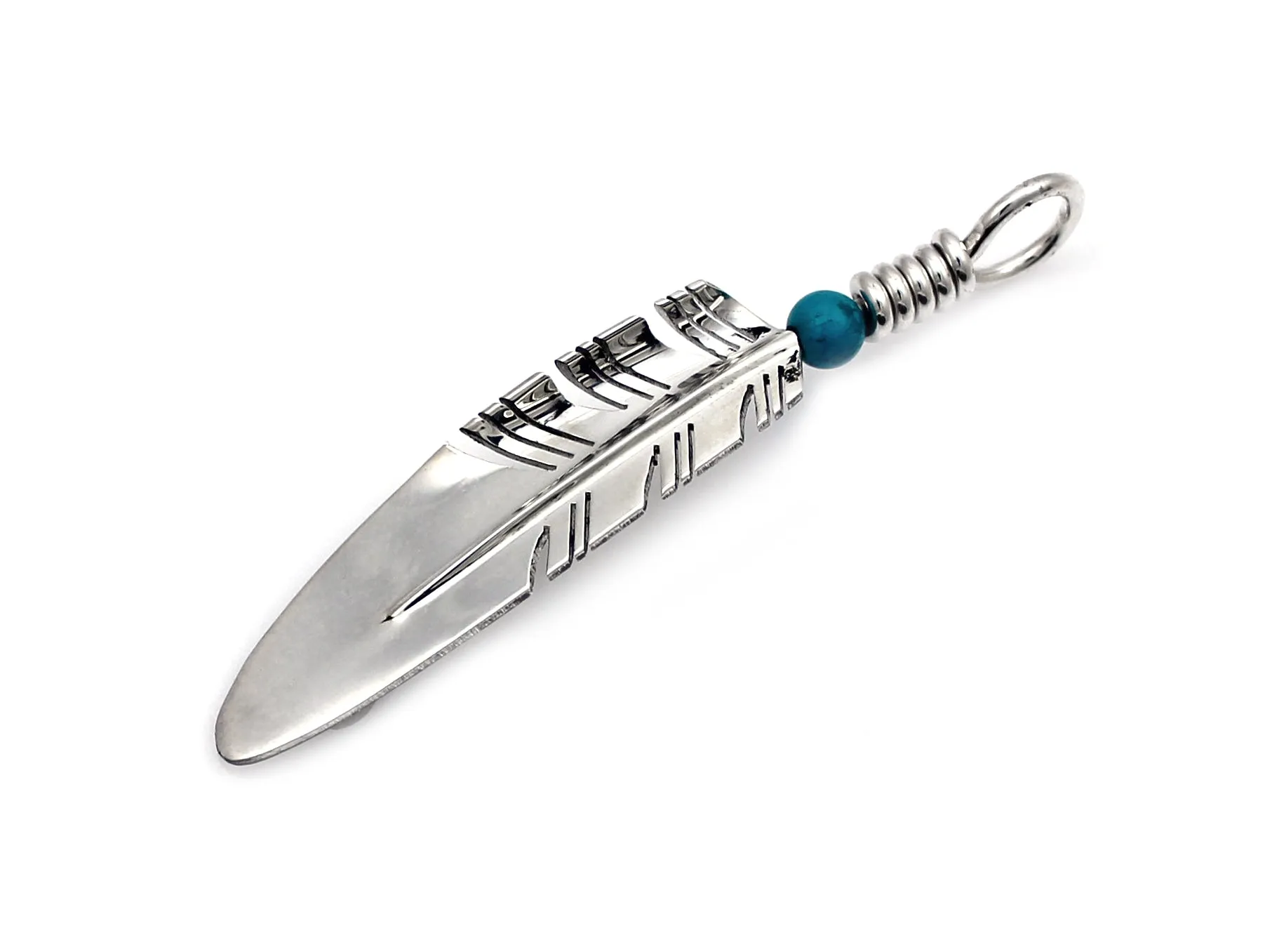 Medium Feather Pendant - Turquoise