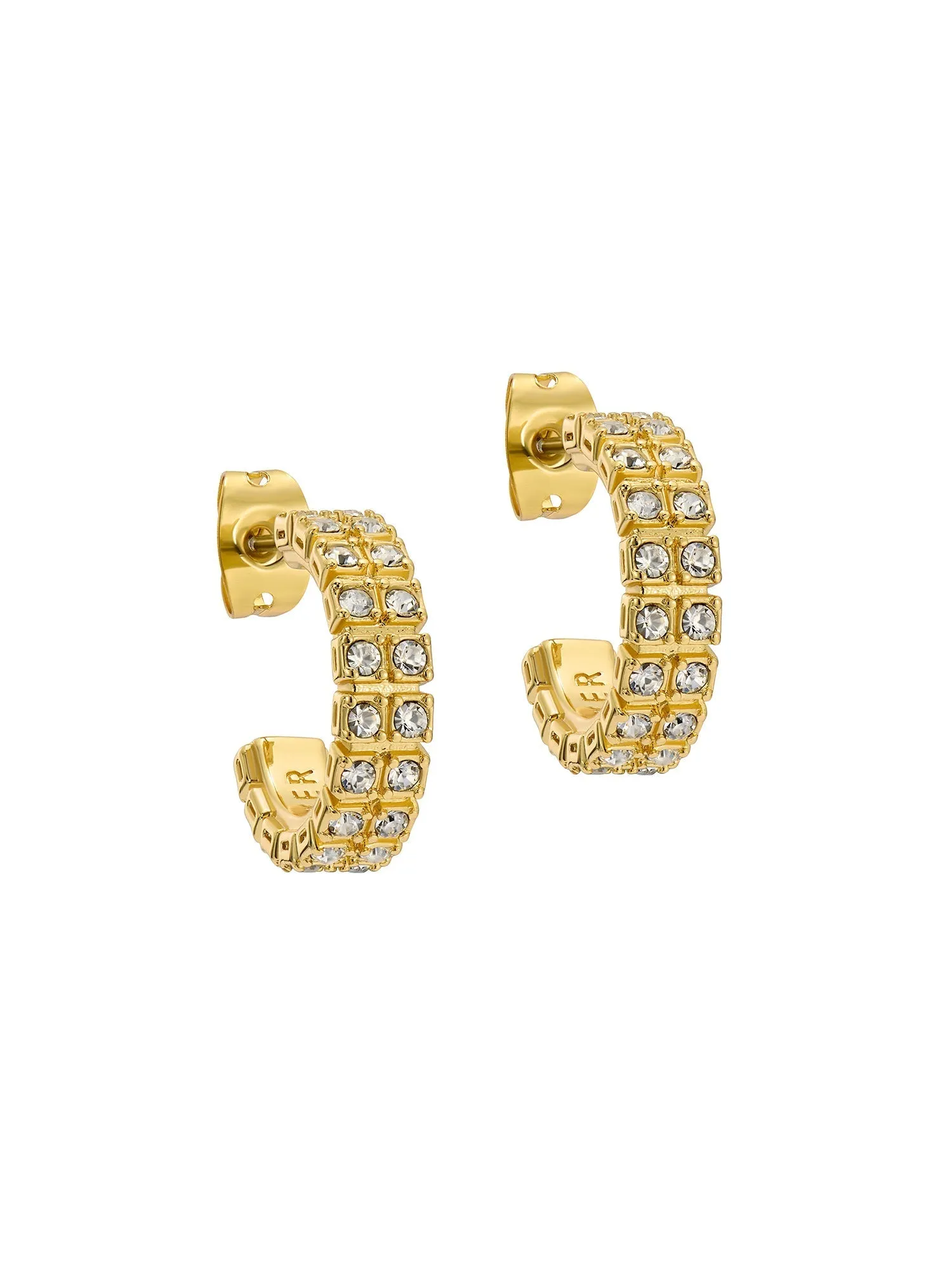 Mellrie Small Double Crystal Hoop Earring Gold