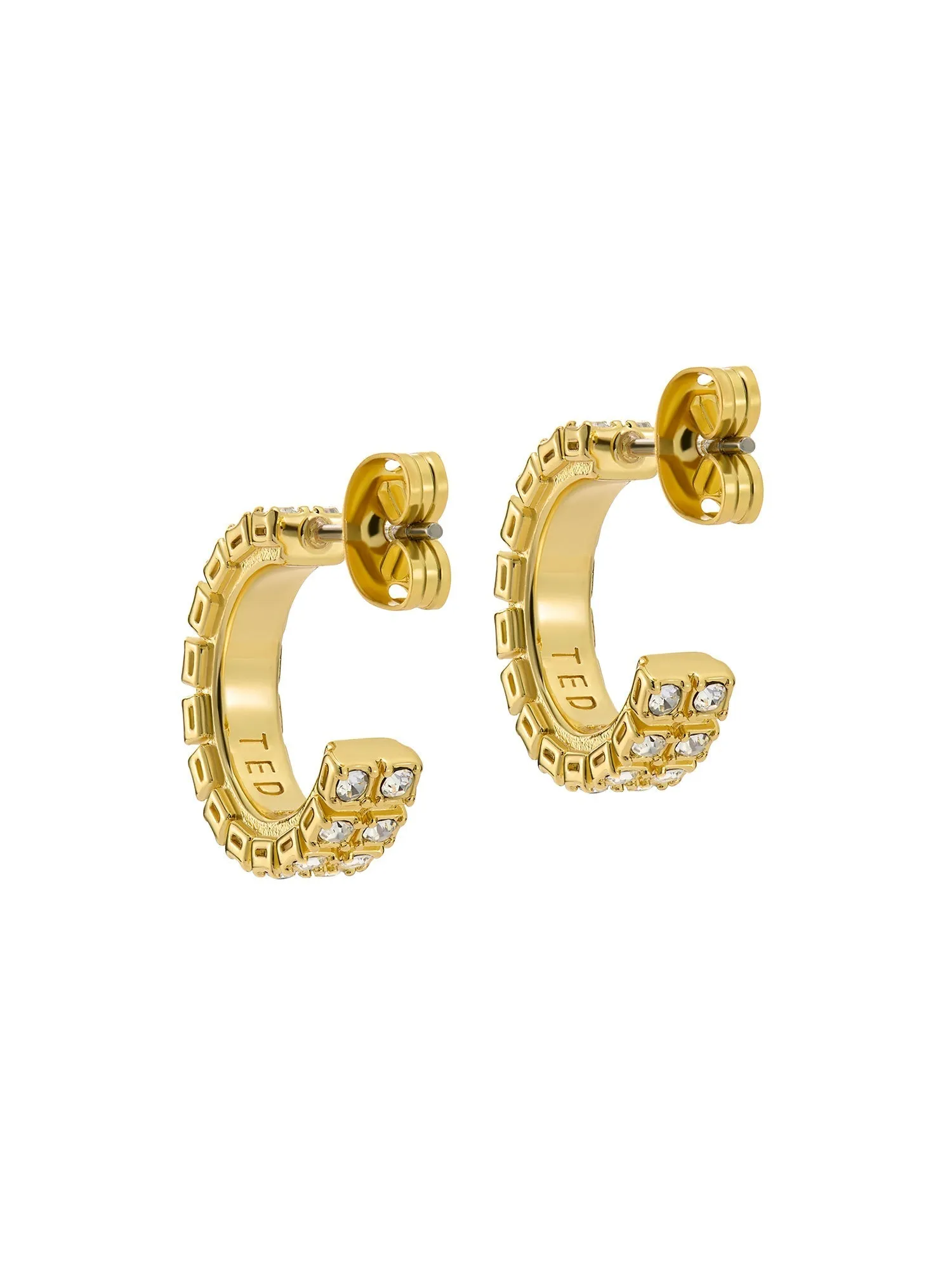 Mellrie Small Double Crystal Hoop Earring Gold