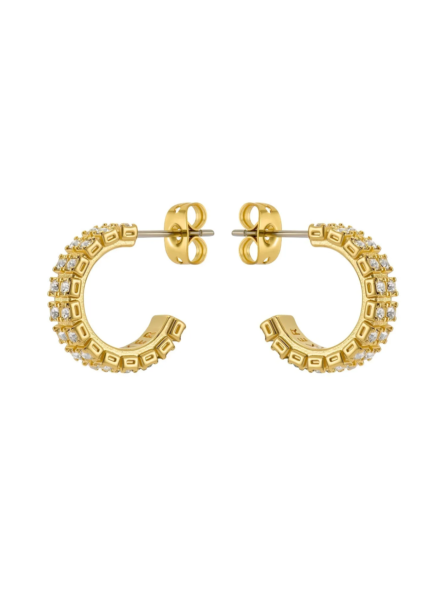 Mellrie Small Double Crystal Hoop Earring Gold