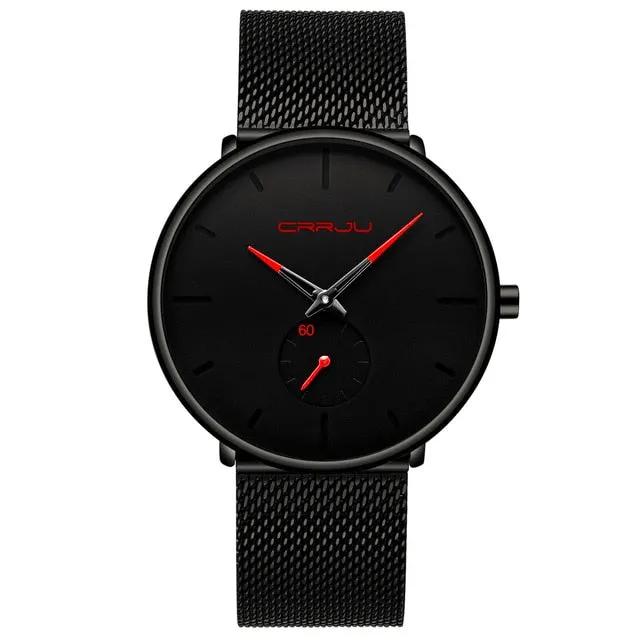 Men Slim Mesh Steel Waterproof Sport Watch