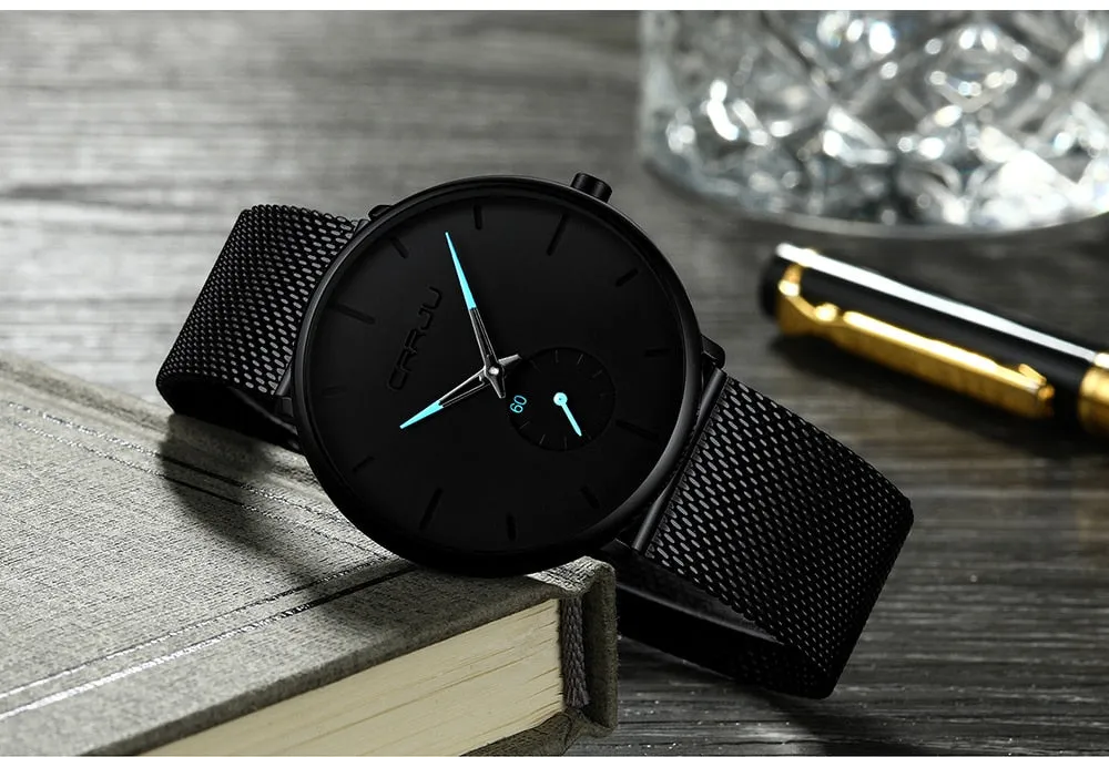 Men Slim Mesh Steel Waterproof Sport Watch