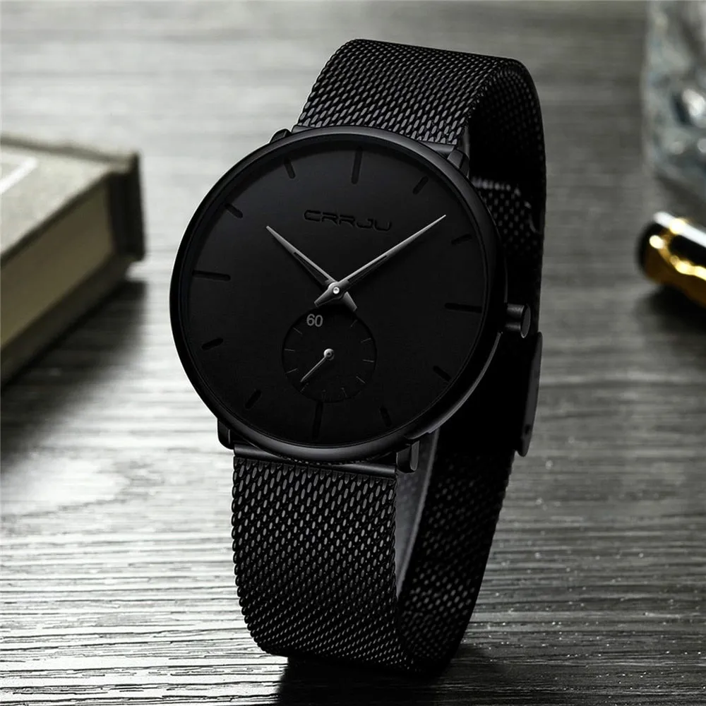 Men Slim Mesh Steel Waterproof Sport Watch