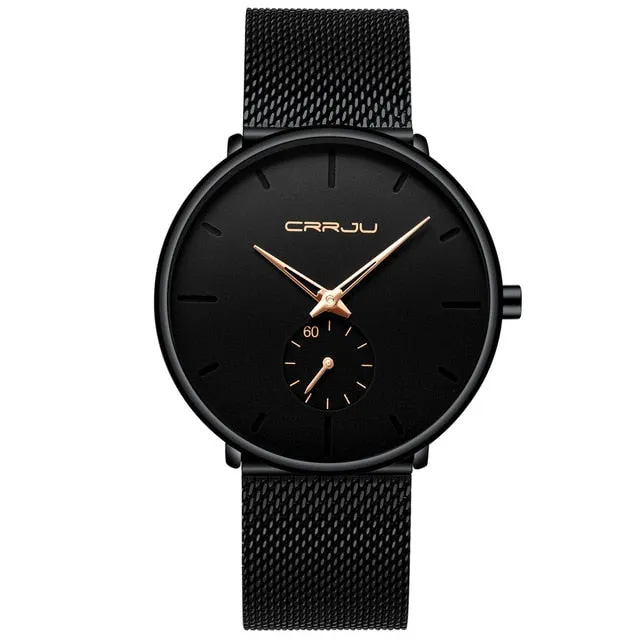 Men Slim Mesh Steel Waterproof Sport Watch