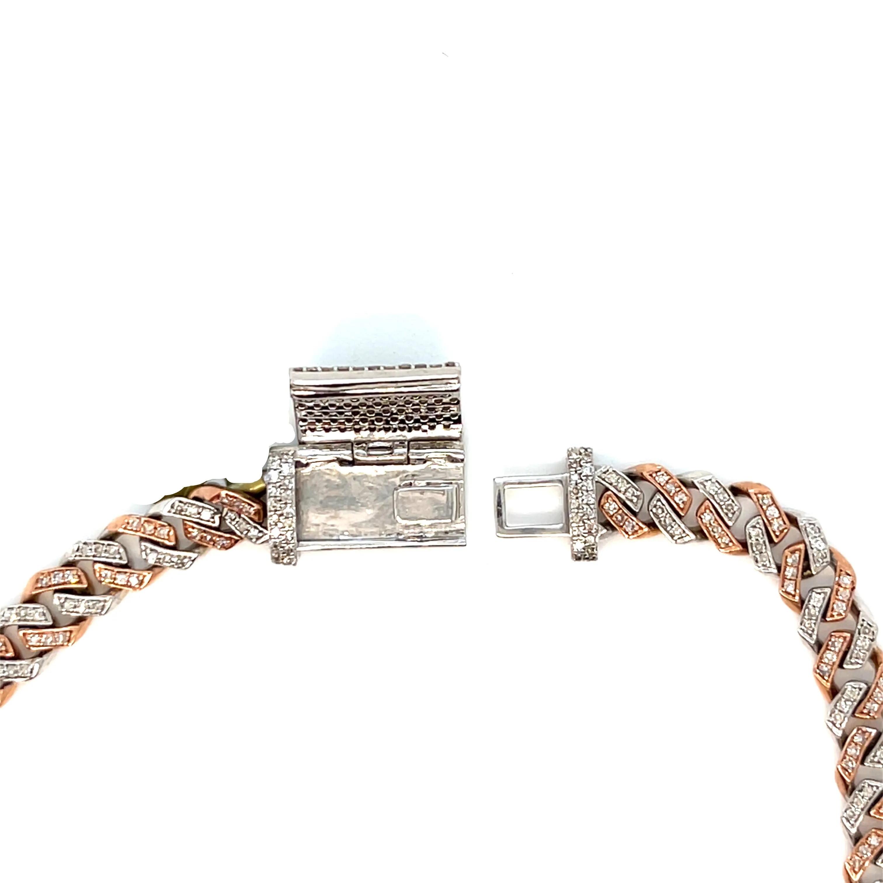 Men's 10k White-Rose Cuban 5.3mm 1.73ct Natural Diamond 8" Bracelet - SBR21496