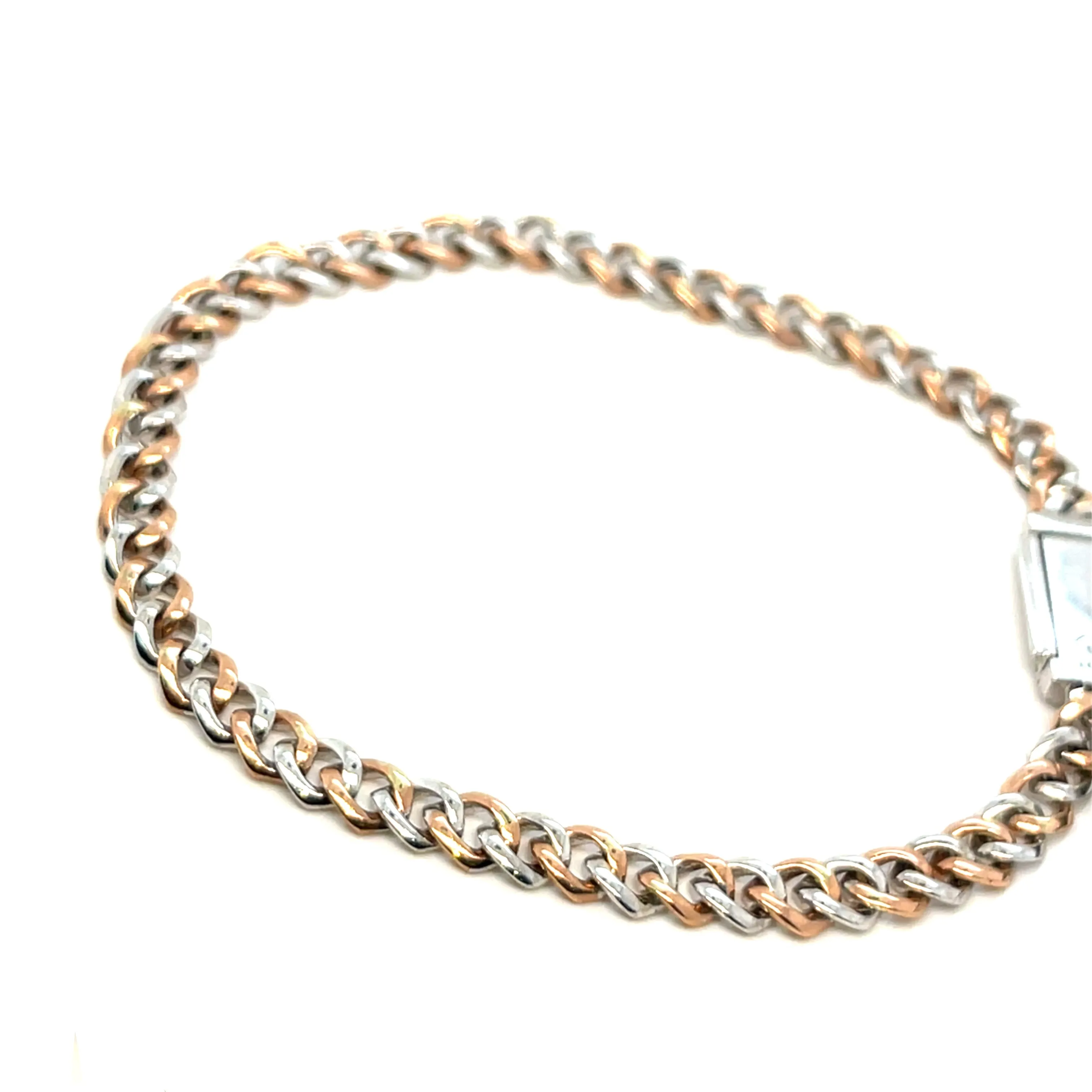 Men's 10k White-Rose Cuban 5.3mm 1.73ct Natural Diamond 8" Bracelet - SBR21496