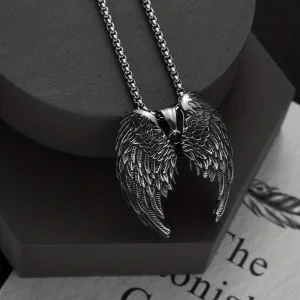 Men's Angel Wings Feather Pendant Necklace Retro Punk Style