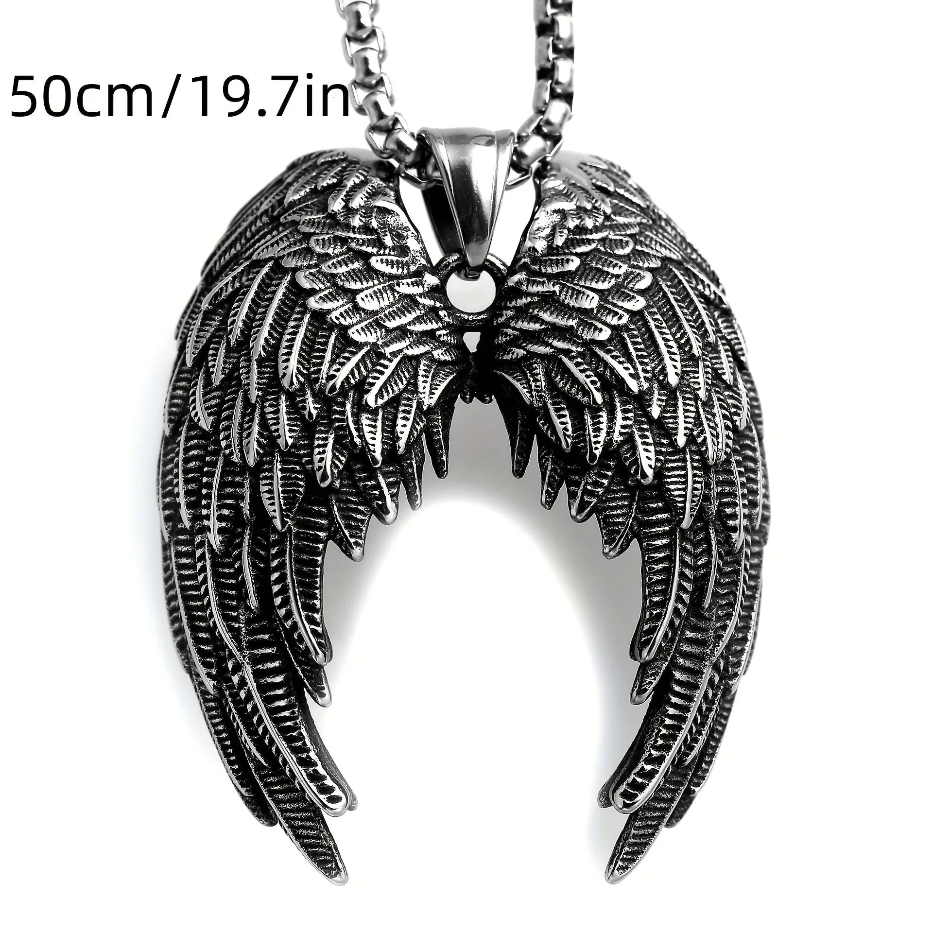 Men's Angel Wings Feather Pendant Necklace Retro Punk Style