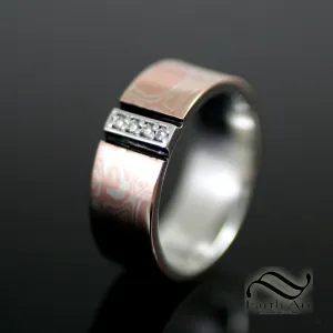 Mens Mokume Gane Diamond Wedding Band