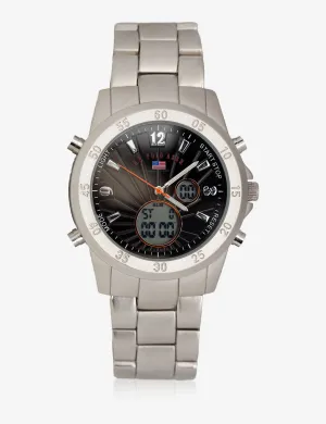 MEN'S SILVER LARGE FACED WATCH