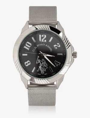 MEN'S SILVER WATCH WITH TEXTURED BAND