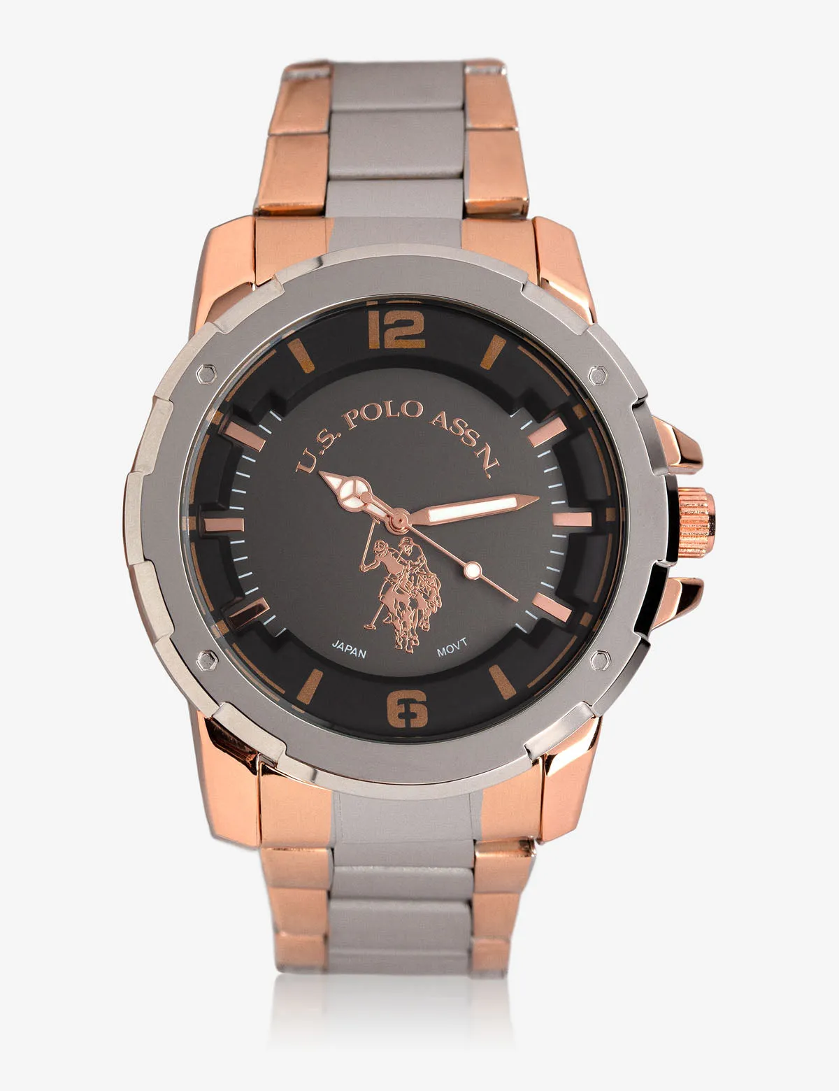 MEN'S STAINLESS STEEL & ROSE GOLD TONE WATCH