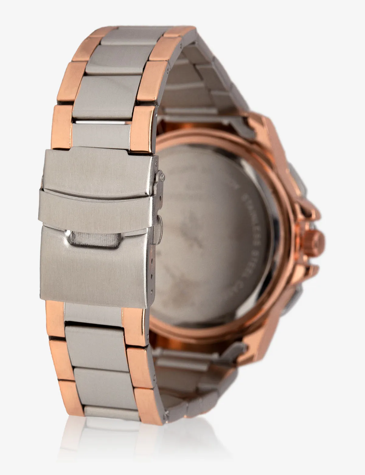 MEN'S STAINLESS STEEL & ROSE GOLD TONE WATCH