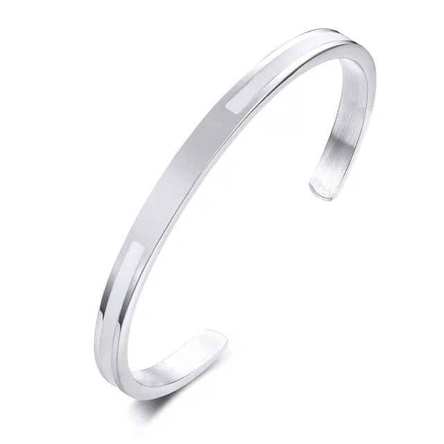 Men’s Stainless-Steel Cuff Minimalist Bangle Bracelet