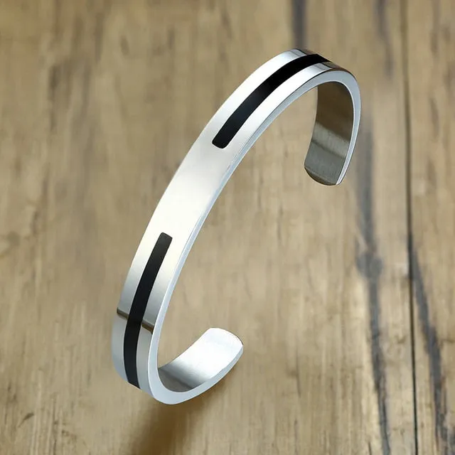 Men’s Stainless-Steel Cuff Minimalist Bangle Bracelet