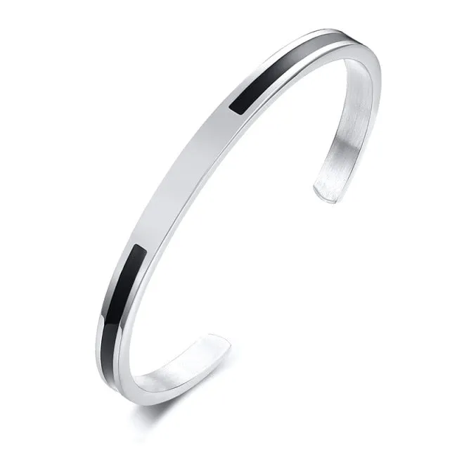 Men’s Stainless-Steel Cuff Minimalist Bangle Bracelet