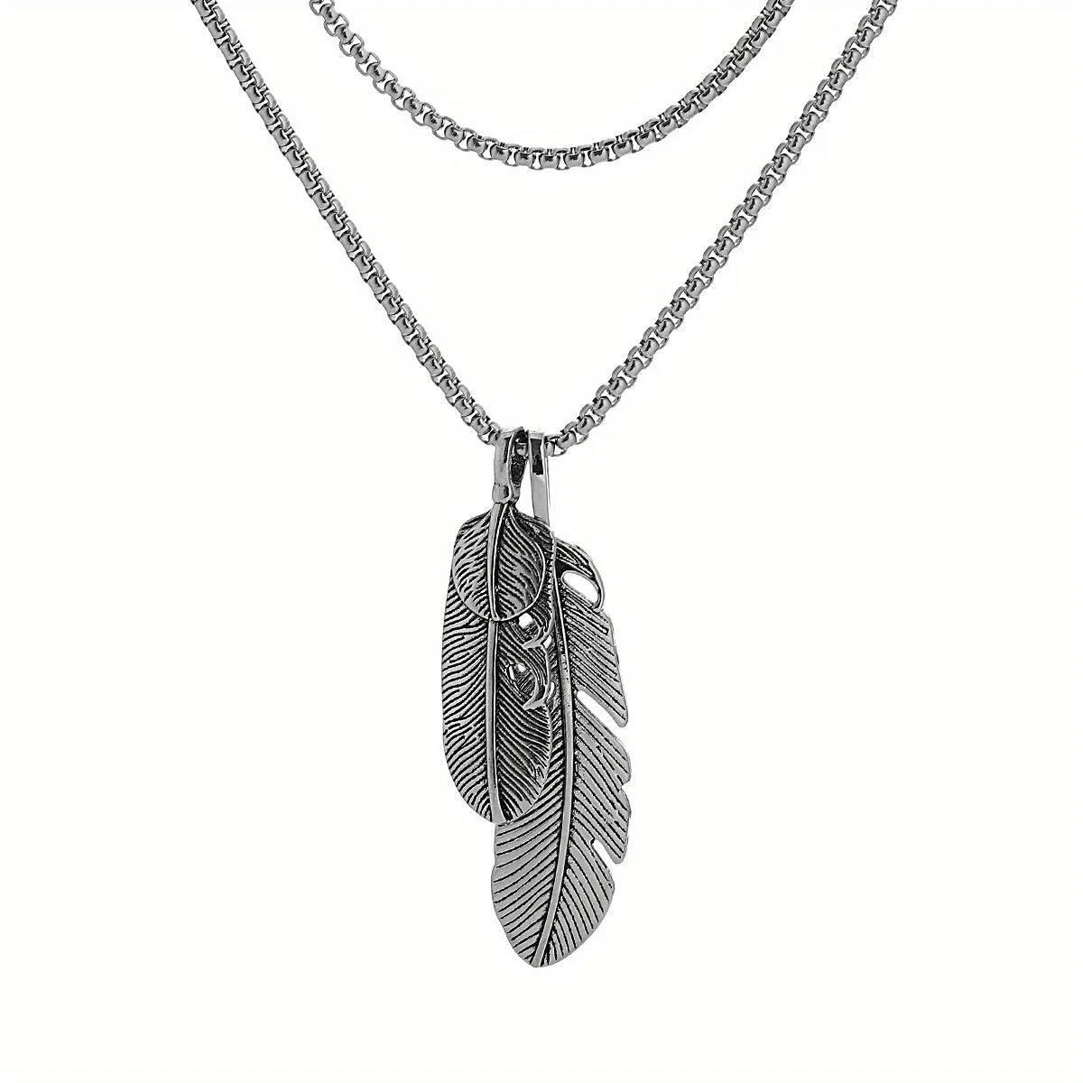 Men's Stainless Steel Feather Necklace