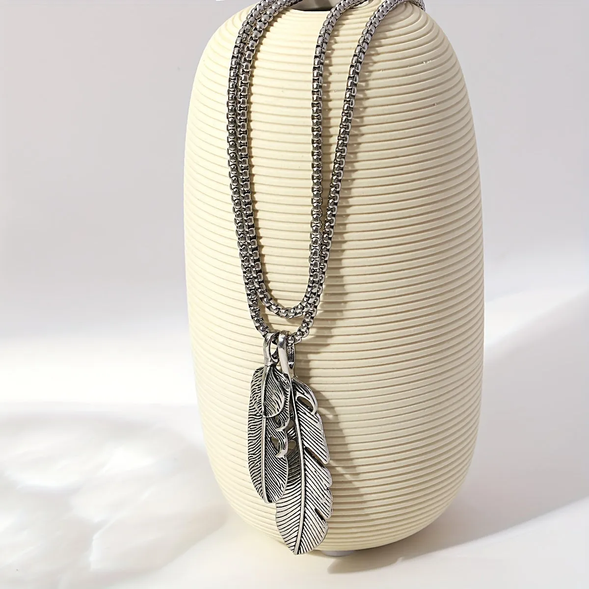 Men's Stainless Steel Feather Necklace