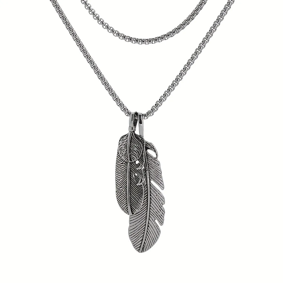 Men's Stainless Steel Feather Necklace