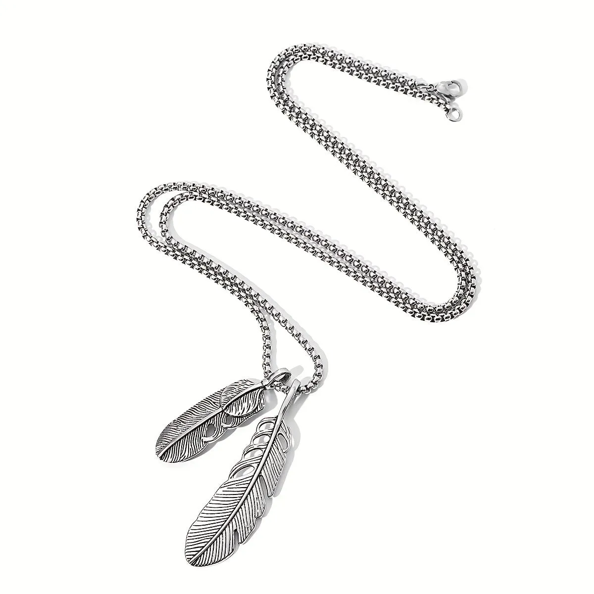 Men's Stainless Steel Feather Necklace