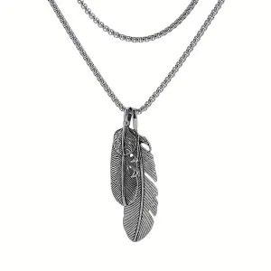 Men's Stainless Steel Feather Necklace
