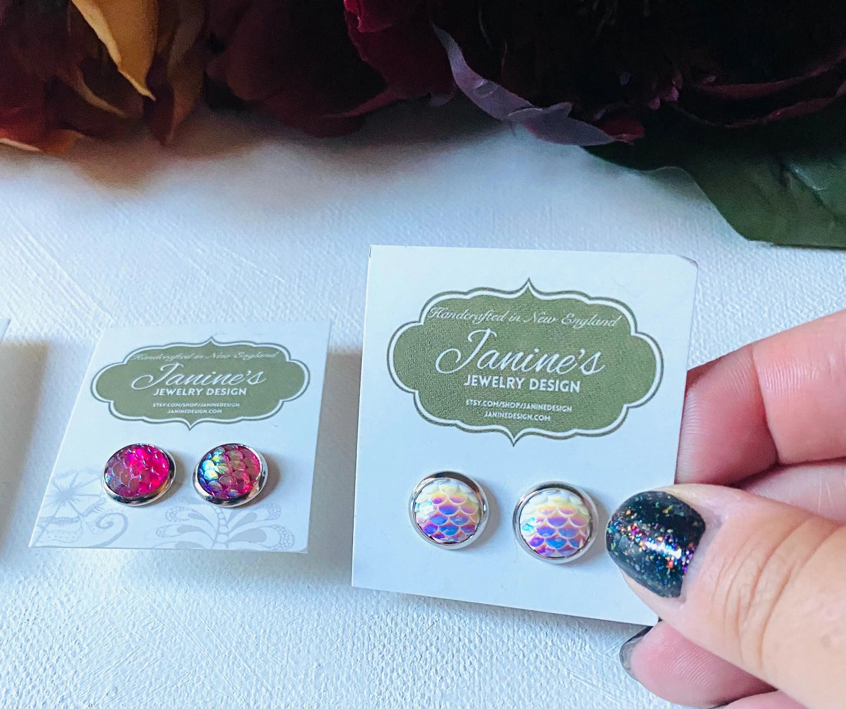 Mermaid Studs/Scale Resin Earrings/Mermaid Earrings