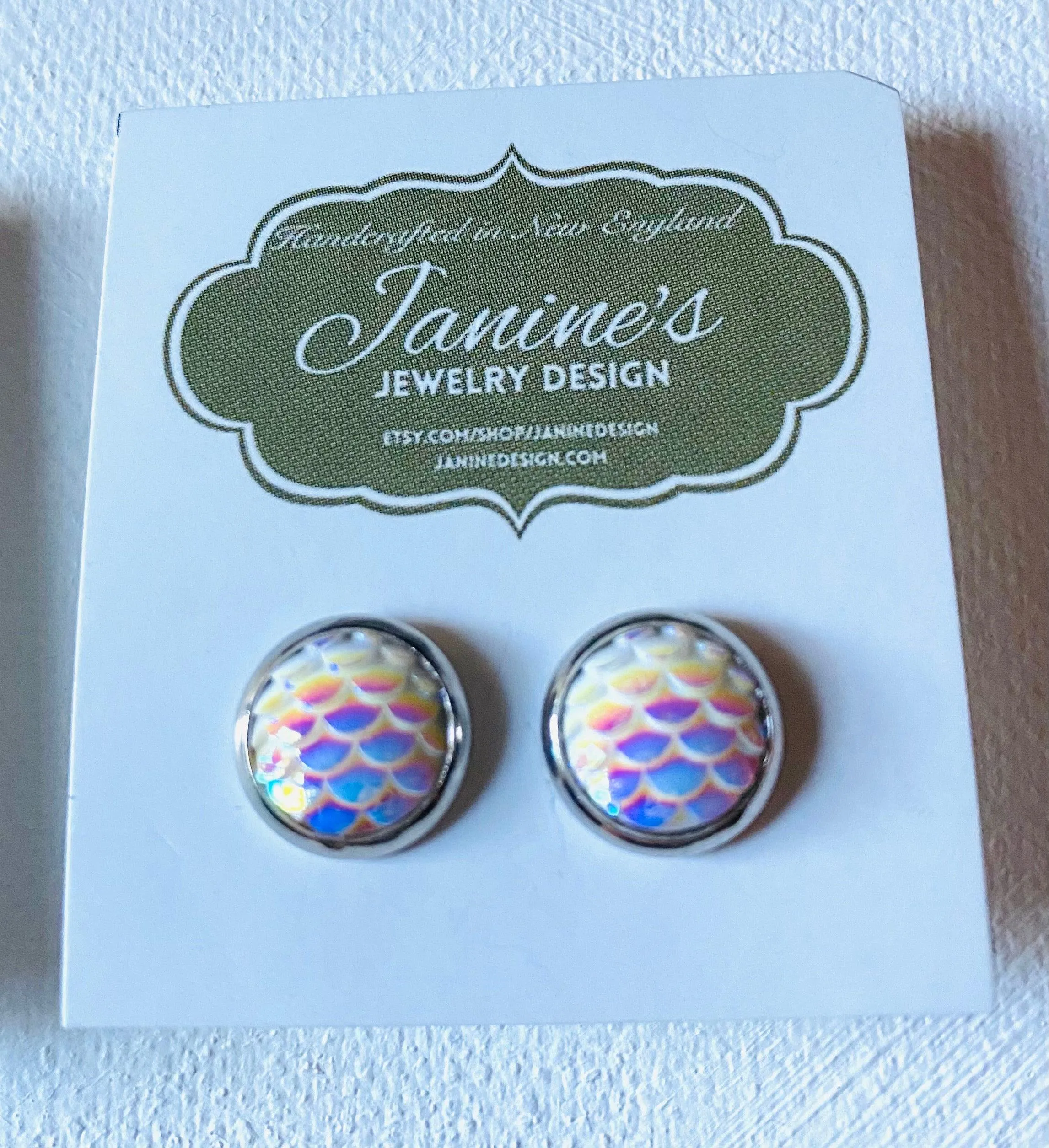 Mermaid Studs/Scale Resin Earrings/Mermaid Earrings